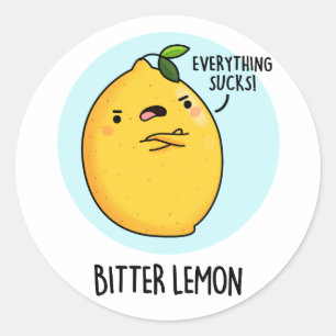 Bitter Lemon Funny Fruit Pun Ronde Sticker