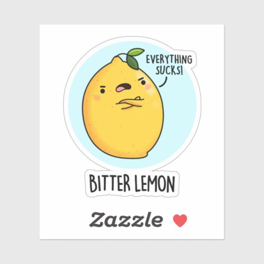 Bitter Lemon Funny Fruit Pun Sticker (Vel)