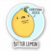 Bitter Lemon Funny Fruit Pun Sticker (Voorkant)
