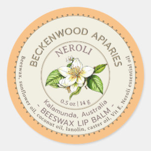 Bitter Oranje Neroli Lip Balm Bijenhouder Apiary Ronde Sticker