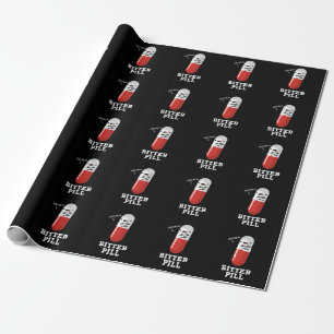 Bitter Pill Funny Medicine Pun Dark BG Cadeaupapier