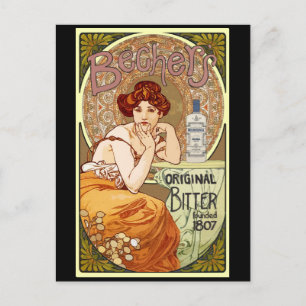 Bitter van Bechers - Alfons Mucha Art Nouveau Briefkaart