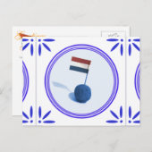 Bitterbal Dutch Snack Traditional Delft Blue Tile Briefkaart (Voorkant / Achterkant)