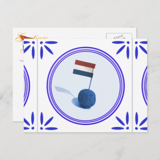 Bitterbal Dutch Snack Traditional Delft Blue Tile Briefkaart (Voorkant / Achterkant)