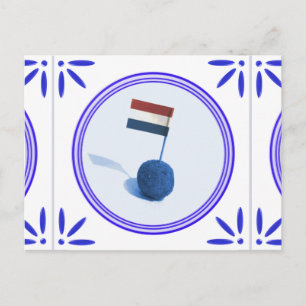 Bitterbal Dutch Snack Traditional Delft Blue Tile Briefkaart