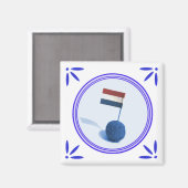 Bitterbal Holland Snack Delfts Blauw Stijl Magneet (Voorkant / Achterkant)