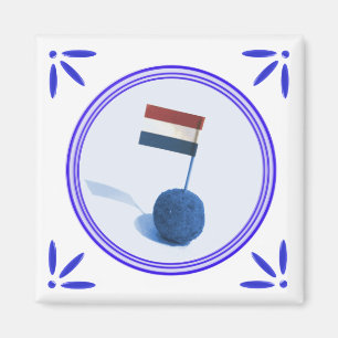 Bitterbal Holland Snack Delfts Blauw Stijl Magneet