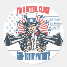Bittere, aanhankelijke Pistool-totting patriot unc Ronde Sticker