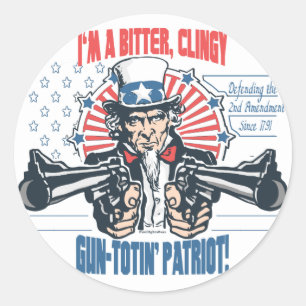 Bittere, aanhankelijke Pistool-totting patriot unc Ronde Sticker