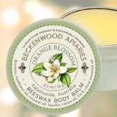 Bittere Oranje Neroli of Oranje Lip Balm Honingbij Ronde Sticker