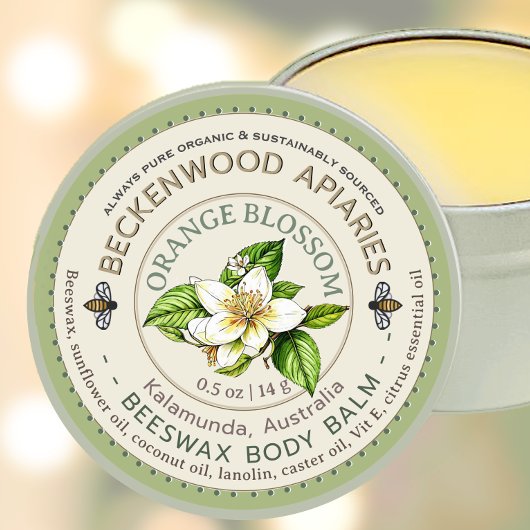 Bittere Oranje Neroli of Oranje Lip Balm Honingbij Ronde Sticker