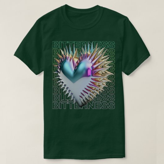 Bitterheid Spikey 3D Hart Donker Y2K T-shirt (Design voorkant)