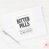 Bitterpillen - apothekersetiket vierkante sticker (Envelop)