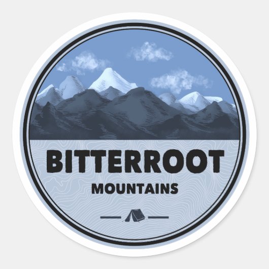 Bitterroot Mountains Camping Ronde Sticker (Voorkant)