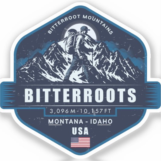 Bitterroot Mountains Wandelbadge Sticker (Voorkant)