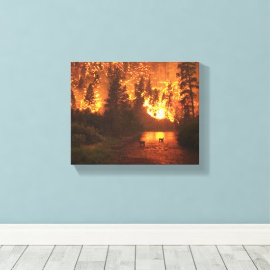 Bitterroot National Park Forest Fire Canvas Afdruk (Insitu (Houten vloer))
