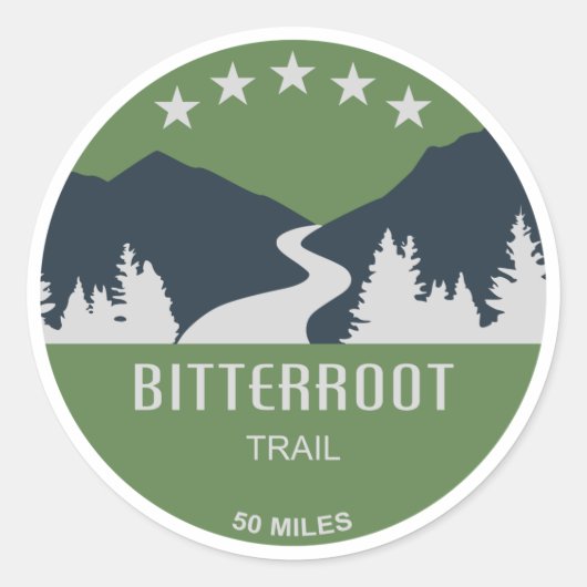 Bitterroot trail ronde sticker (Voorkant)