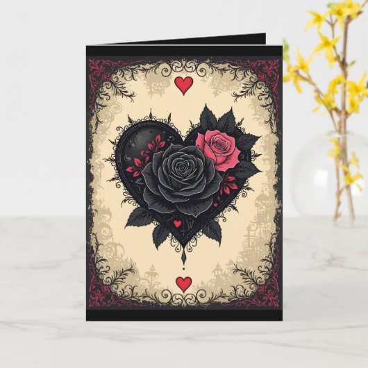 Bittersweet Gothic Valloween Roses Kaart (Gele Bloem)