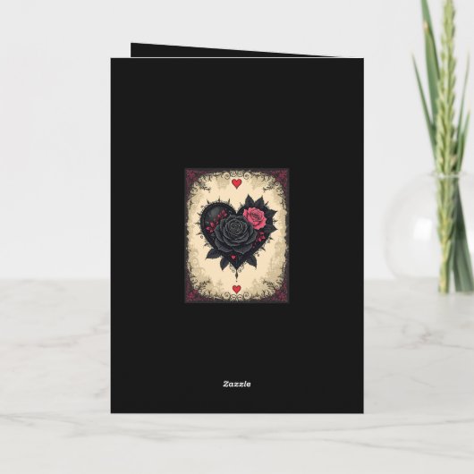 Bittersweet gotische Valloweenrozen Kaart (Achterkant)