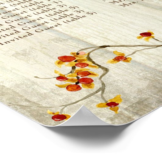 Bittersweet Herfst - Receptietabel Zitkaarten Poster (Hoek)