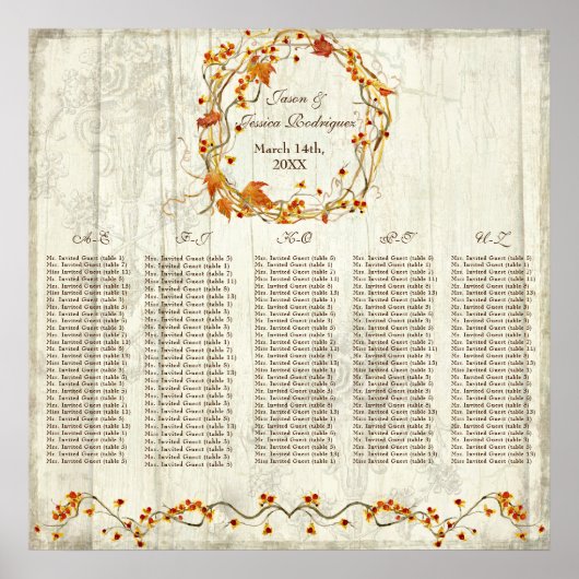 Bittersweet Herfst - Receptietabel Zitkaarten Poster (Voorkant)