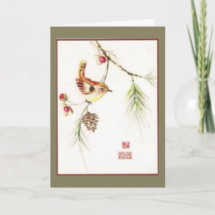 Bitterzoet--Het Winterkoninkje van Carolina. De Feestdagen Kaart