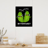 Bitterzoete Funny Bitter Gourd Pun Dark BG Poster (Keuken)