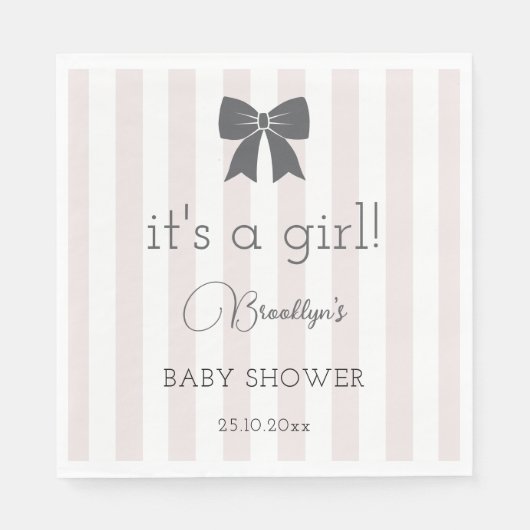 Bitty Bow Het is een meisje Baby shower Servet (Voorkant)