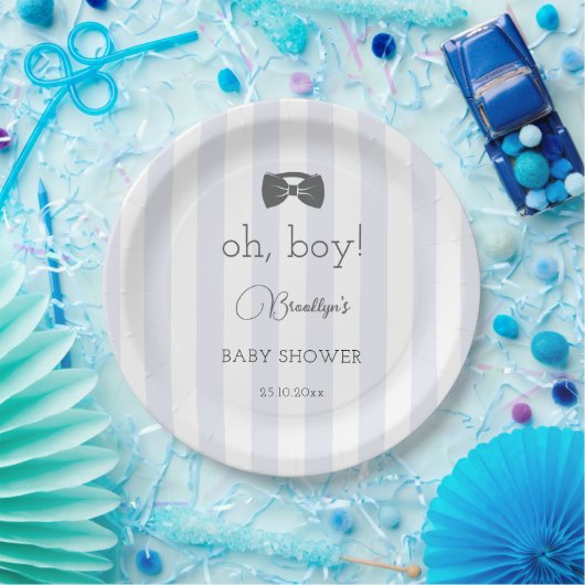 Bitty Bow Oh Boy Baby shower Papieren Bordje (Feest)