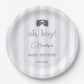 Bitty Bow Oh Boy Baby shower Papieren Bordje (Voorkant)