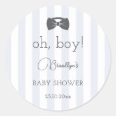 Bitty Bow Oh Boy Baby shower Ronde Sticker (Voorkant)