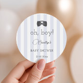 Bitty Bow Oh Boy Baby shower Ronde Sticker