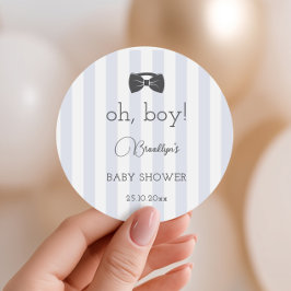 Bitty Bow Oh Boy Baby shower Ronde Sticker