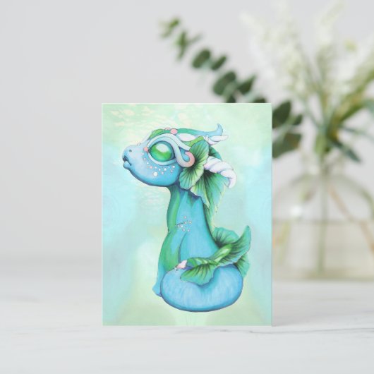 Bitty Water Dragon Briefkaart (Staand voorkant)