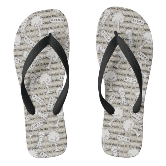 BITUB-patroon (geloof in het ongelooflijke) Teenslippers (Voetbed)