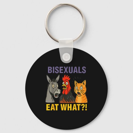 Biuals Eat What Surprised Chicken Cat Lgbt Pride Sleutelhanger (Voorkant)
