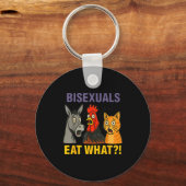 Biuals Eat What Surprised Chicken Cat Lgbt Pride Sleutelhanger (Voorkant)