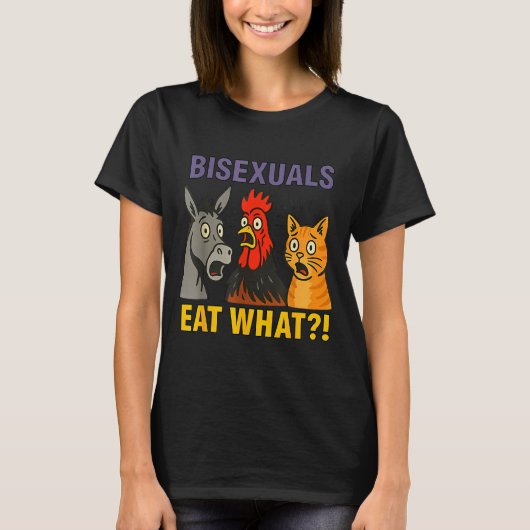 Biuals Eat What Surprised Chicken Cat Lgbt Pride  T-shirt (Voorkant)