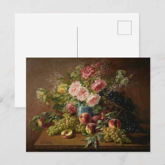 Biva Stilleven met bloemen en druiven Briefkaart (Voorkant / Achterkant)