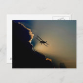 Bivliegtuig en zonsondergang briefkaart (Voorkant / Achterkant)
