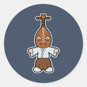 Biwa-bokuboku, Lute-Headed Yokai Ronde Sticker