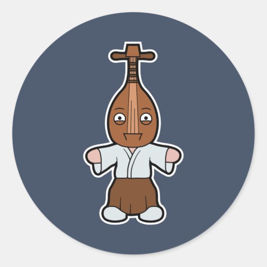 Biwa-bokuboku, Lute-Headed Yokai Ronde Sticker (Voorkant)