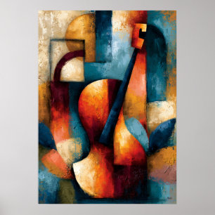Biwa Harmonie Japanse Geometrische Muziek Kunst Poster