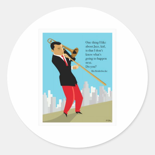Bix Beiderbecke Ronde Sticker (Voorkant)