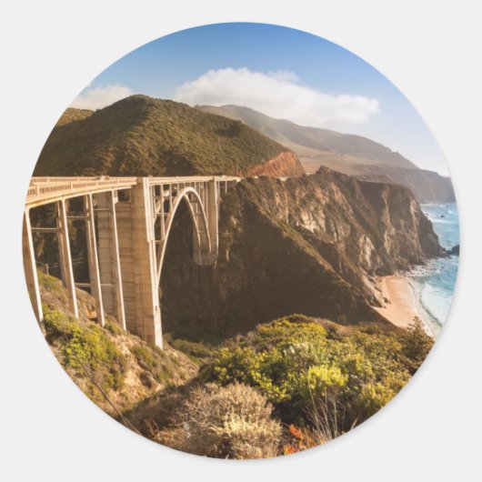 Bixby Bridge, Big Sur, California, Verenigde State Ronde Sticker (Voorkant)