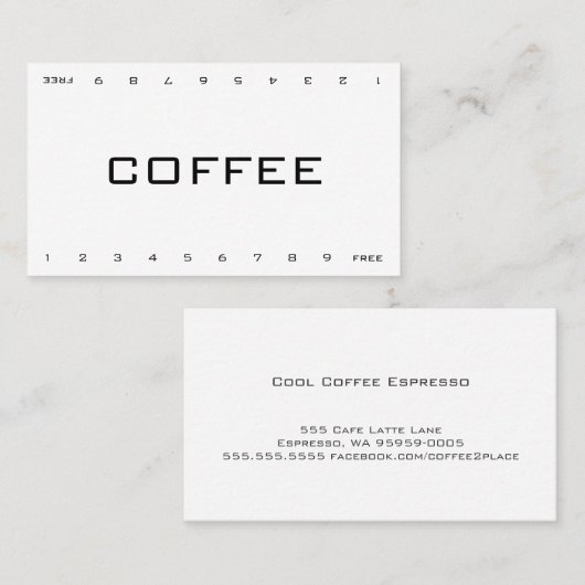 Biz Double Number Loyalty Coffee Punch Card (Voorkant / Achterkant)