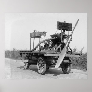 Bizar propeller voertuig, 1922. Oude foto Poster