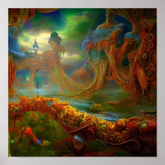 Bizarre Alien Ornamental Lake Lucid Dream Poster (Voorkant)