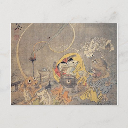Bizarre Ancient Japanese Painting of Demons Briefkaart (Voorkant)