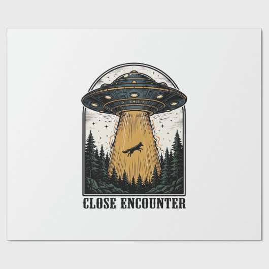 Bizarre bosontvoering vintage UFO-gravure Cadeaupapier (Vlak)